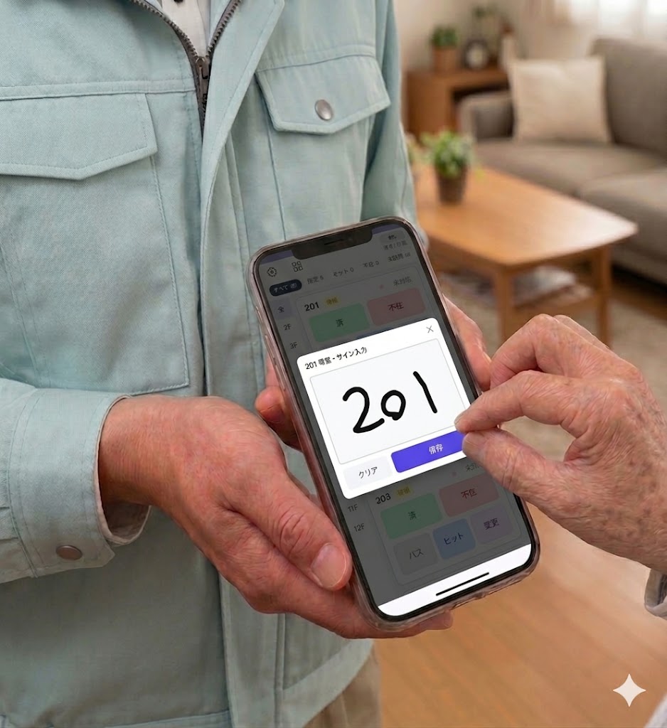 署名をスマホで受領